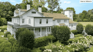 Greenwich Connecticut luxury farmhouse with renovated interiors and landscaped gardens