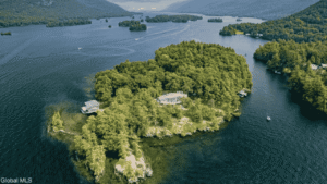 Lake George private island estate with 7 bedrooms and panoramic Adirondack views