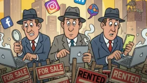 real estate agent satire in New York avoiding social media