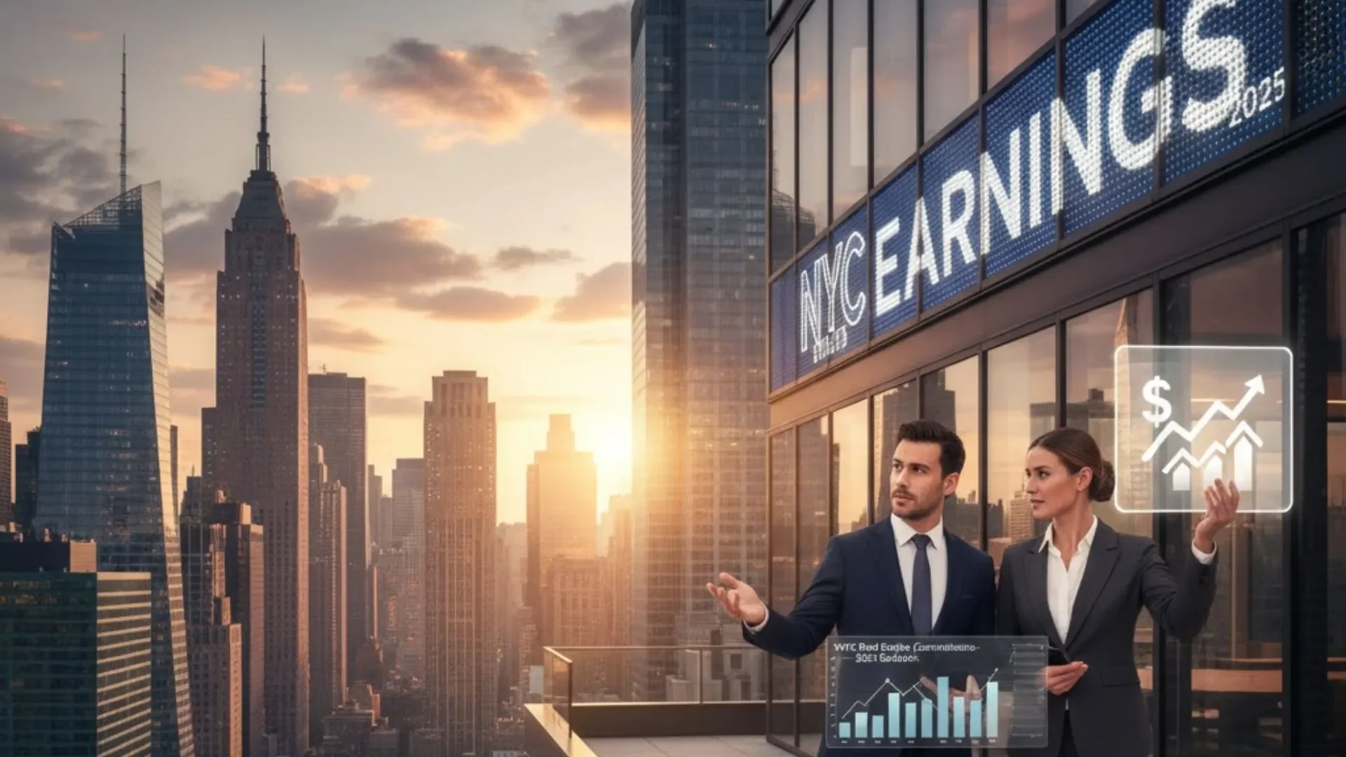 New York real estate agent earnings in Manhattan high rise office